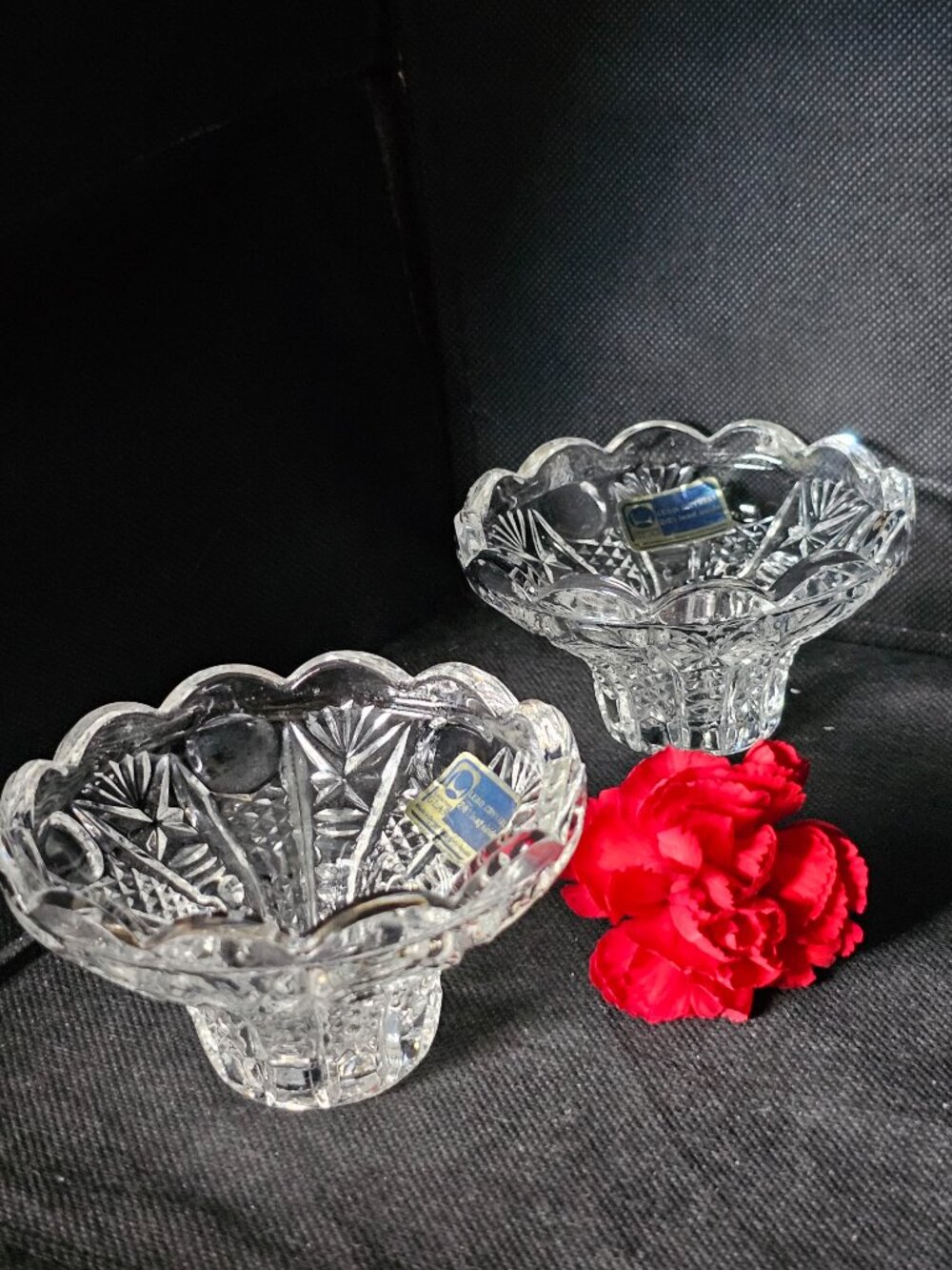 Vintage Pair Lausitzer Germany 24% Lead Crystal Glass Candle Holder
